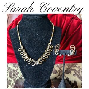 ⚠️🚨RARE💯 SARAH COVENTRY CRYSTAL SWIRL NECKLACE AND EARRINGS